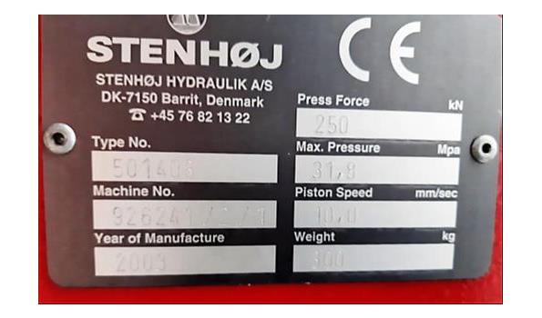 hydraulische drukpers STENHOJ type 501408, cap 250Kn